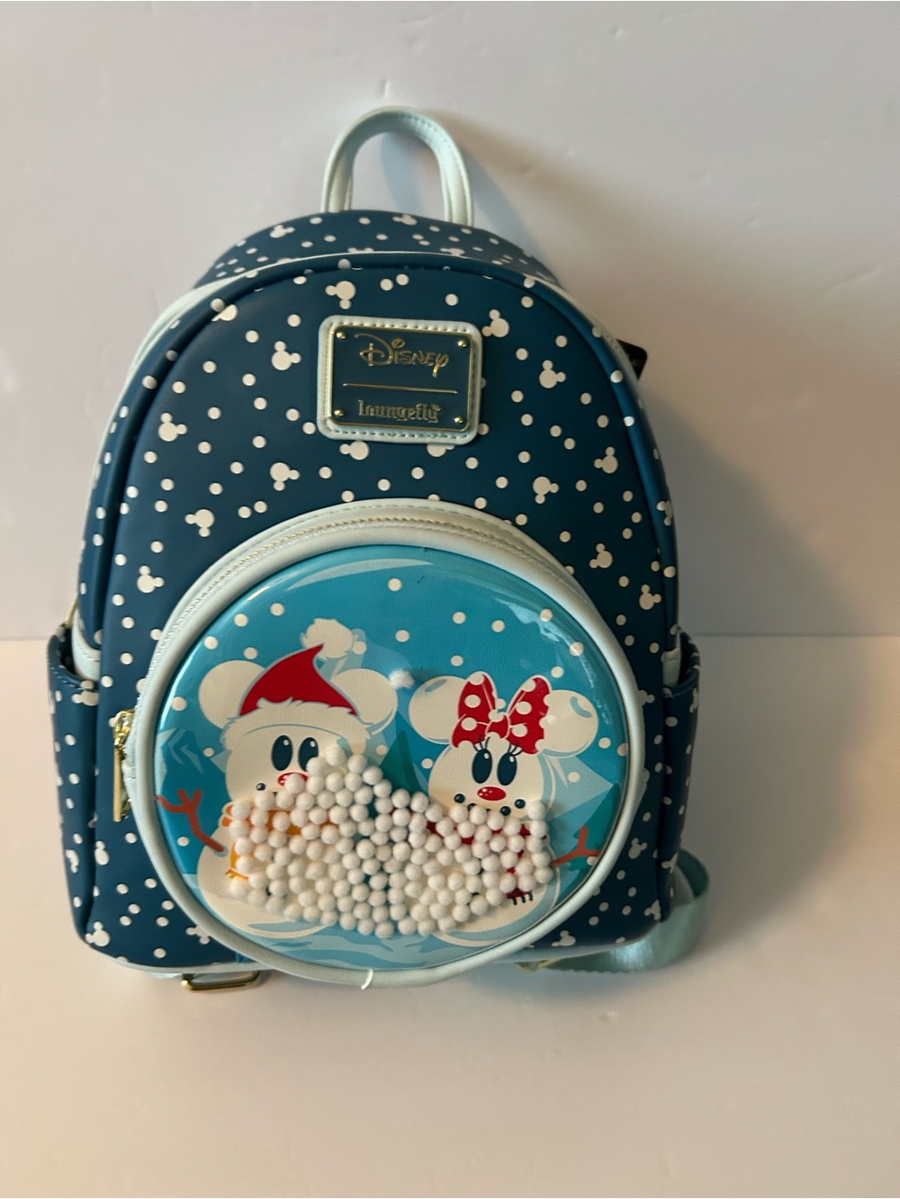 Loungefly Disney Mickey & Minnie Mouse Snow Globe Mini Backpack nwt